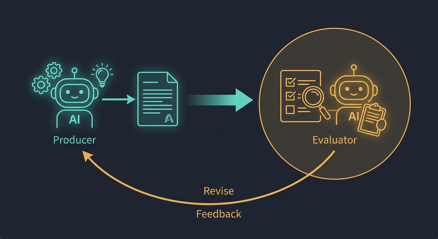 AI Agents maker/checker quality loop: isolated grader evaluates coordinator output against a rubric and injects revision feedback until the satisfied state is reached