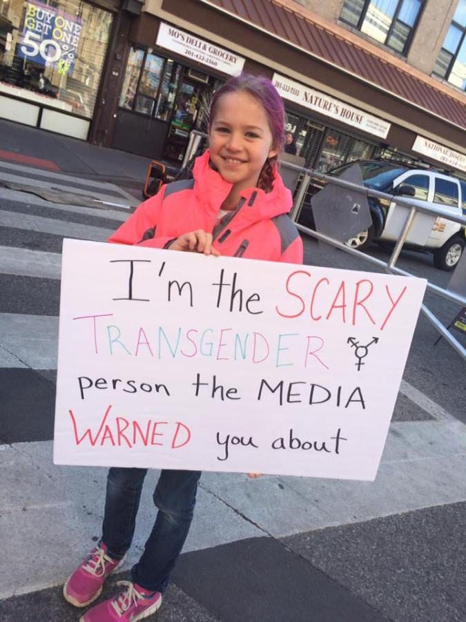 Image of a young "scary transgender person the media warned you about"