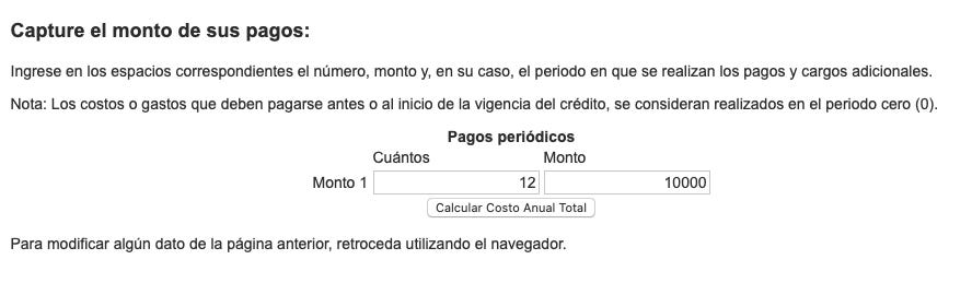 Calculadora de CAT— Pagos