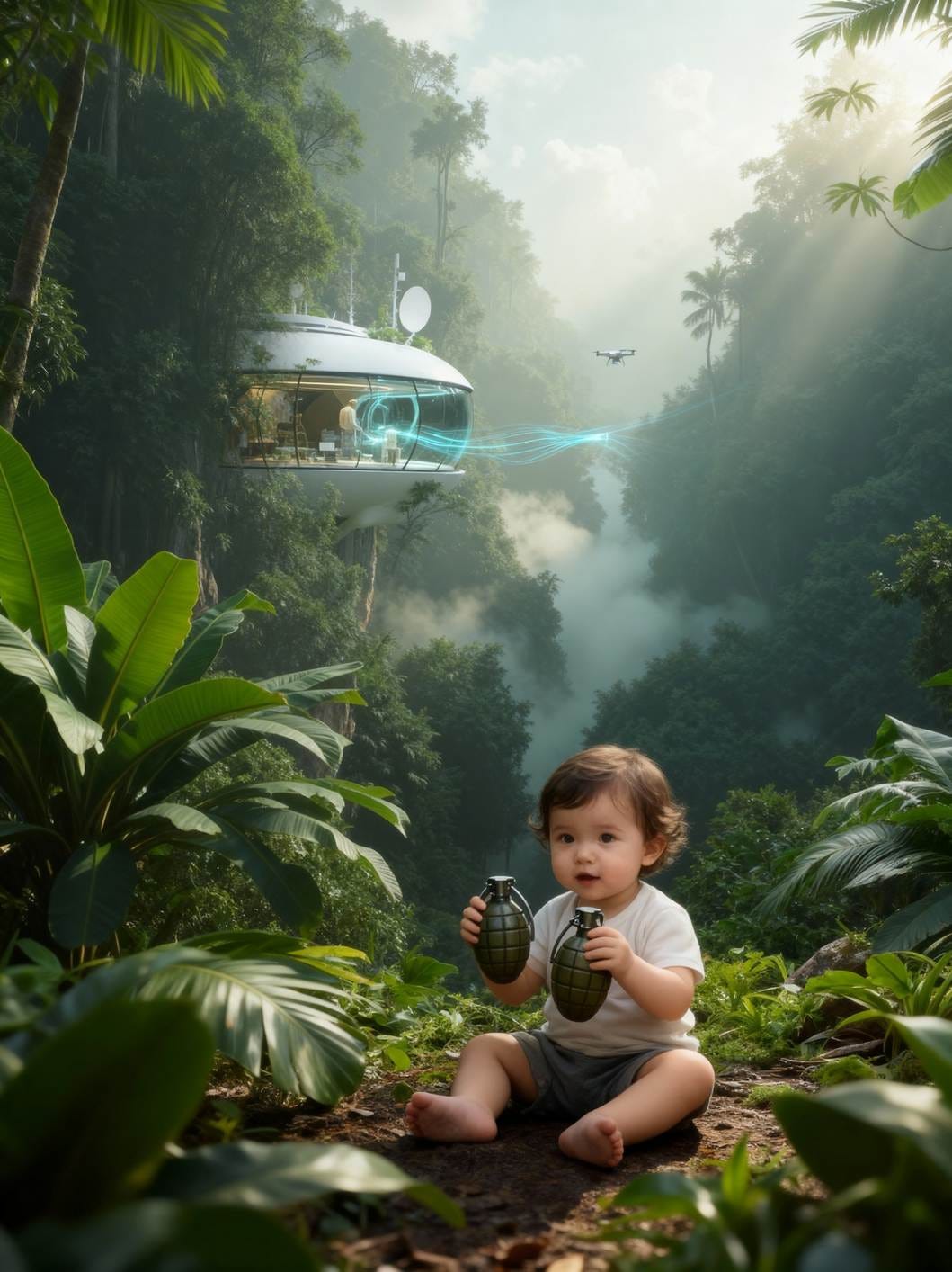 A child sitting on the ground in the forest with a futuristic house in the background
AI-generated content may be incorrect. A child sitting on the ground in the forest with a futuristic house in the background
AI-generated content may be incorrect.