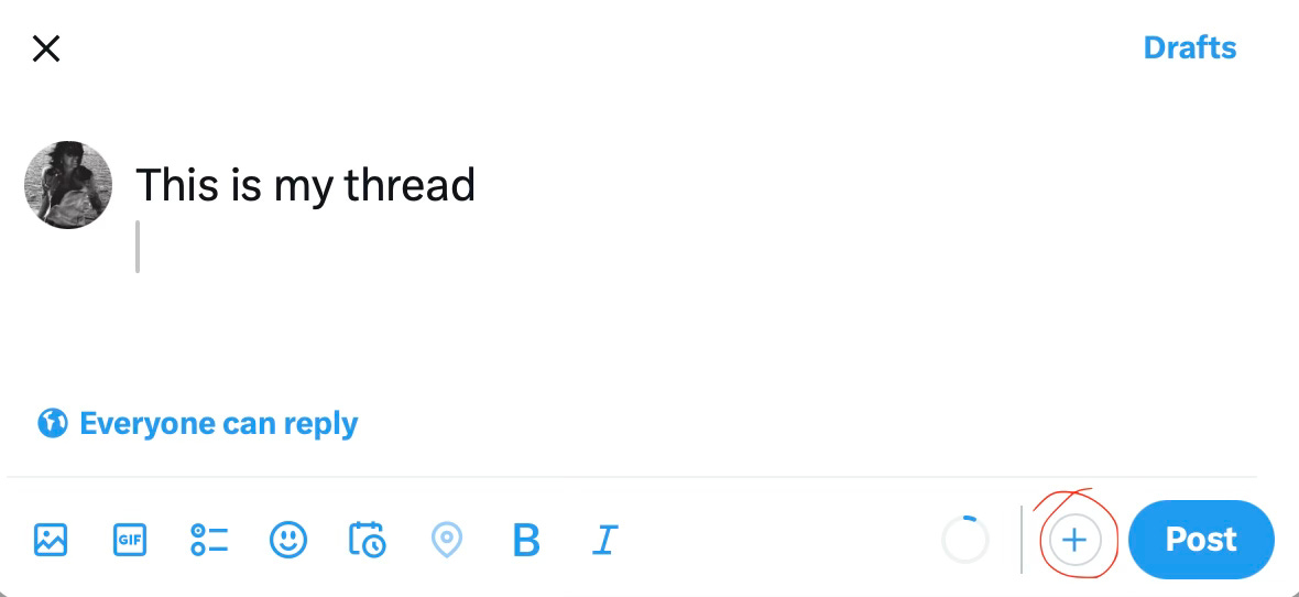 writing a thread on x