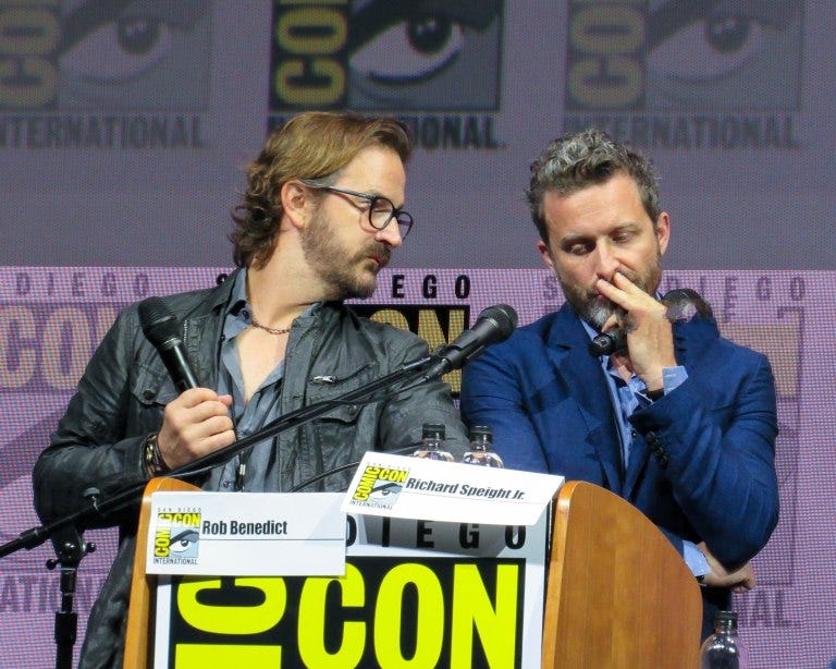 richard speight jr with rob benedict at comic con 2018 richard speight jr with rob benedict at comic con 2018