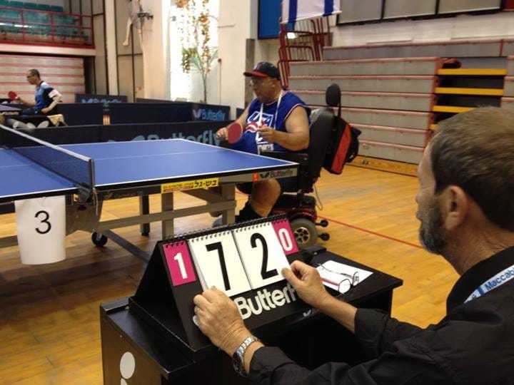 Dave playing table tennis.