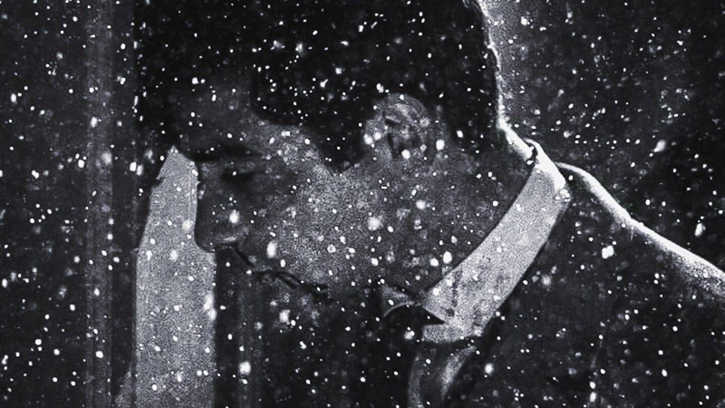 Jean-Claude Brialy in Le Beau Serge (1958), framed in profile through falling snow as he leans against a frosted window, evoking isolation and rural malaise in Claude Chabrol’s early French New Wave landmark. Jean-Claude Brialy in Le Beau Serge (1958), framed in profile through falling snow as he leans against a frosted window, evoking isolation and rural malaise in Claude Chabrol’s early French New Wave landmark.