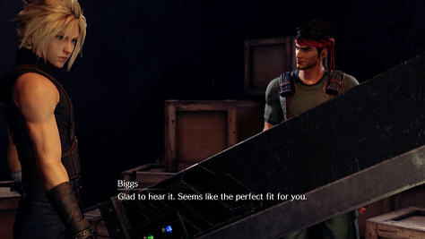 Cloud suffers from another memory glitch when they talk about the buster sword.