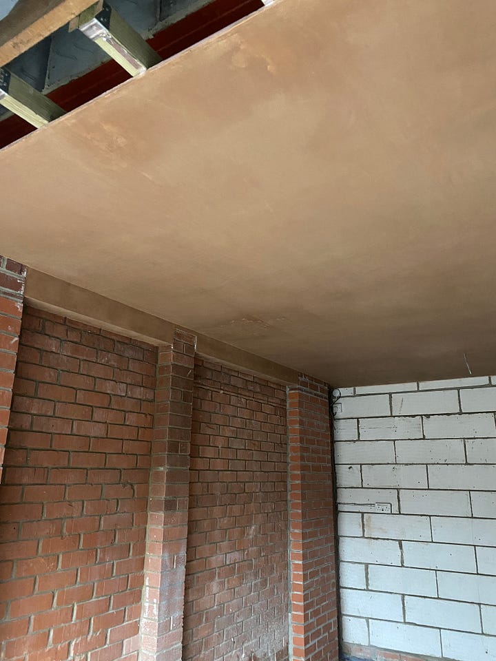 freshly plastered ceiling