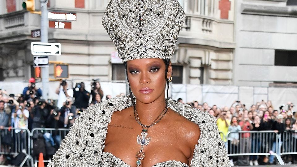 Rihanna Wins the Met Gala in a Bedazzled Pope's Hat | Vanity Fair
