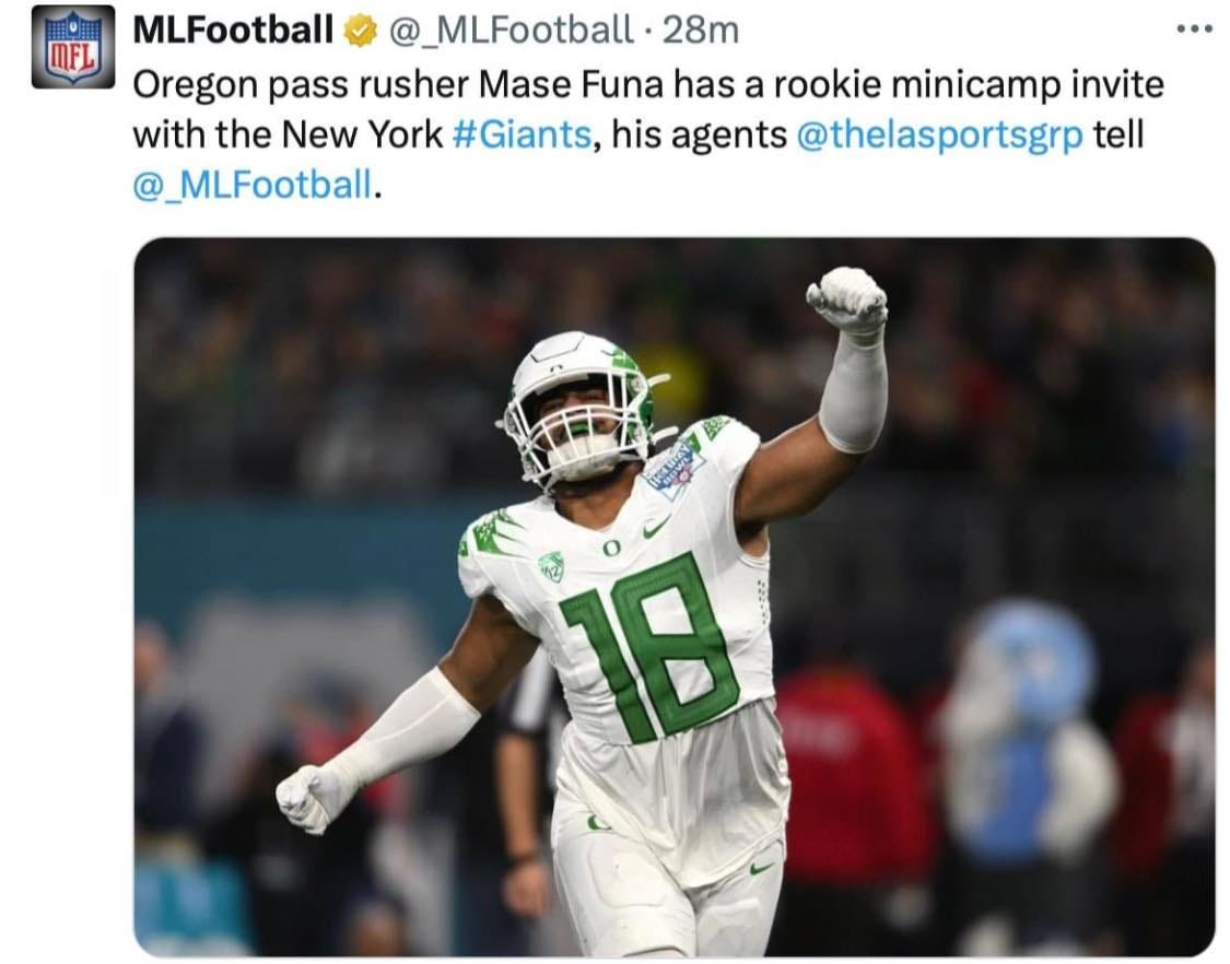 mase funa oregon ducks football new york giants free agent edge linebacker rookie