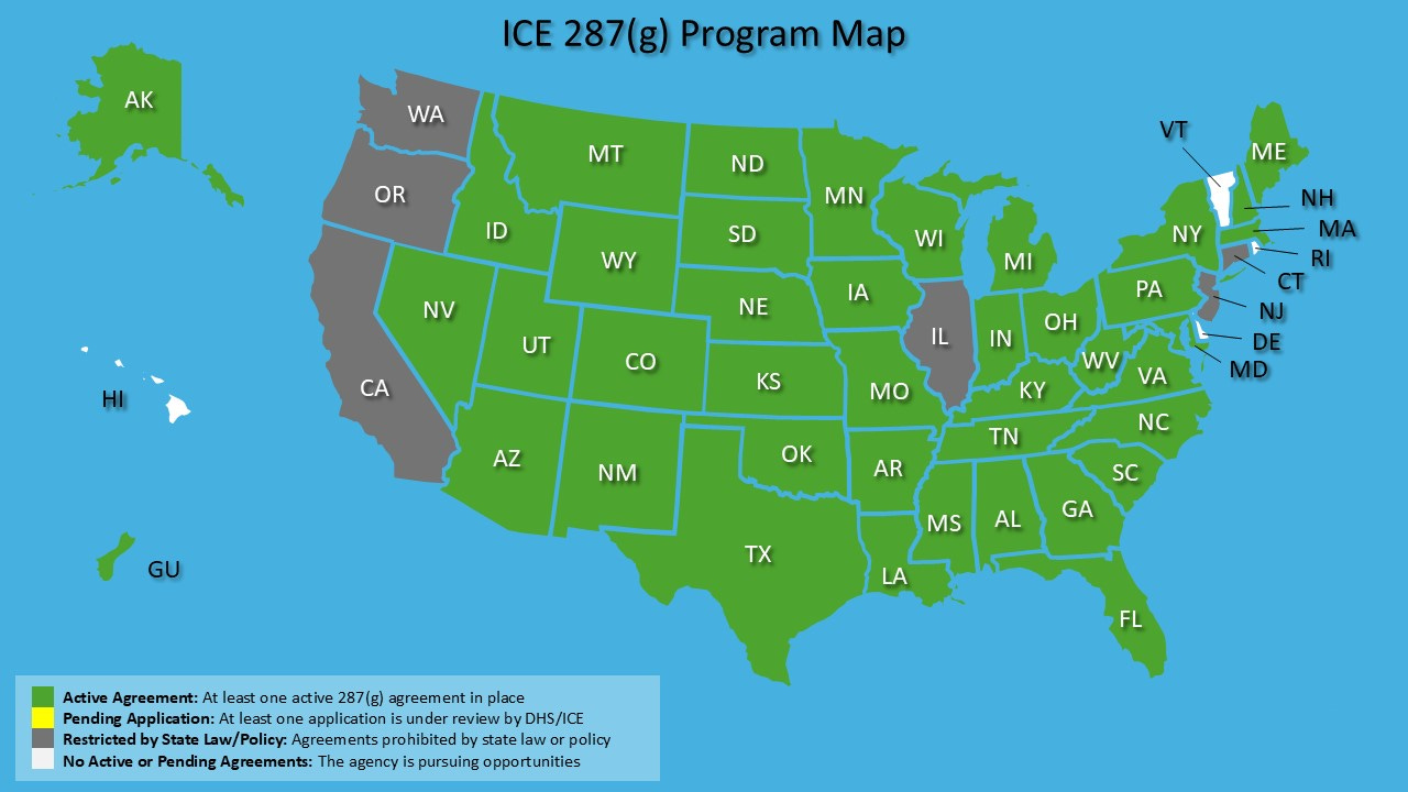 ICE 287(g) Program Map