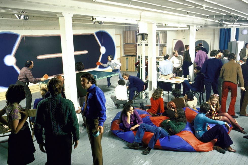 A crowded public space, showcasing everyday New Yorkers and their leisure in the 1970s. A crowded public space, showcasing everyday New Yorkers and their leisure in the 1970s.