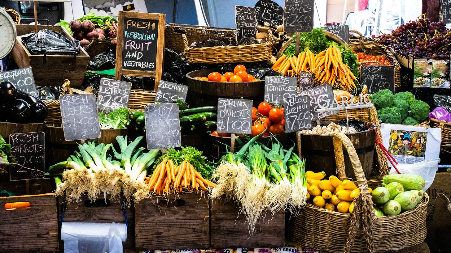 Produce at a farmer's market