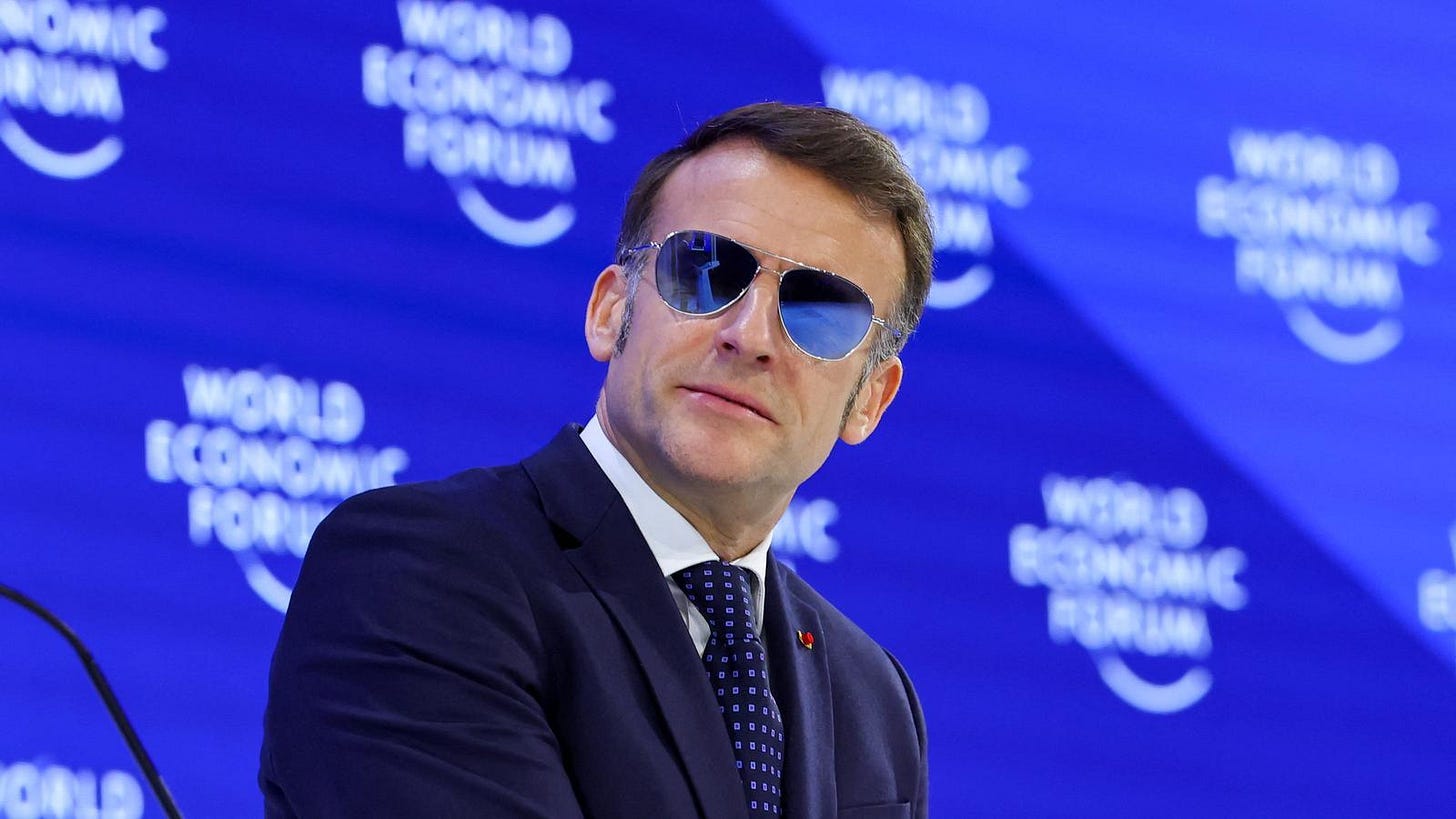 French President Emmanuel Macron at the Davos forum. French President Emmanuel Macron at the Davos forum.