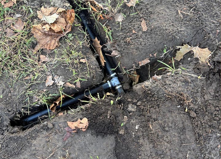 Close up images of PVC connections using pinch clamps