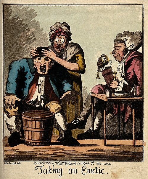 File:A doctor waiting for his patient to vomit after administerin Wellcome V0011078.jpg