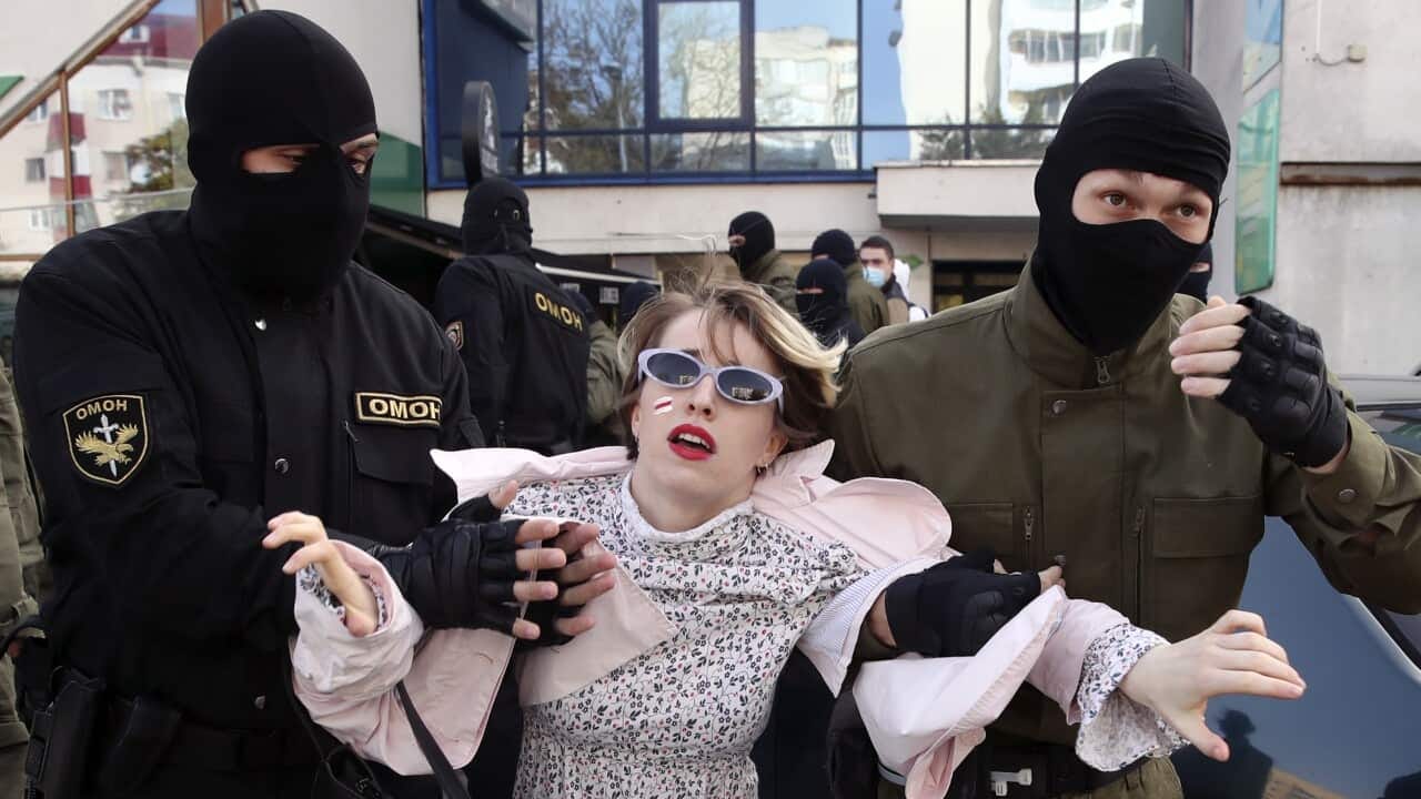 Hundreds of women were detained in protests in Belarus against President Alexander Lukashenko's 26-year rule. Hundreds of women were detained in protests in Belarus against President Alexander Lukashenko's 26-year rule.