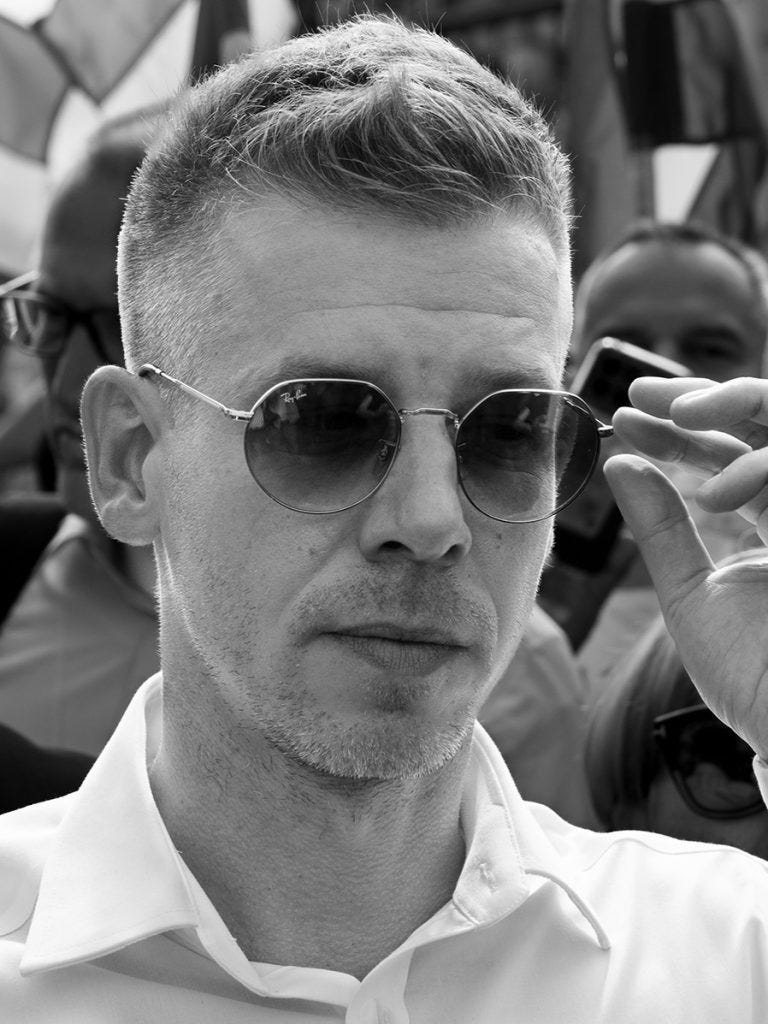 Péter Magyar at a protest in Budapest on 6 April 2024. Péter Magyar at a protest in Budapest on 6 April 2024.