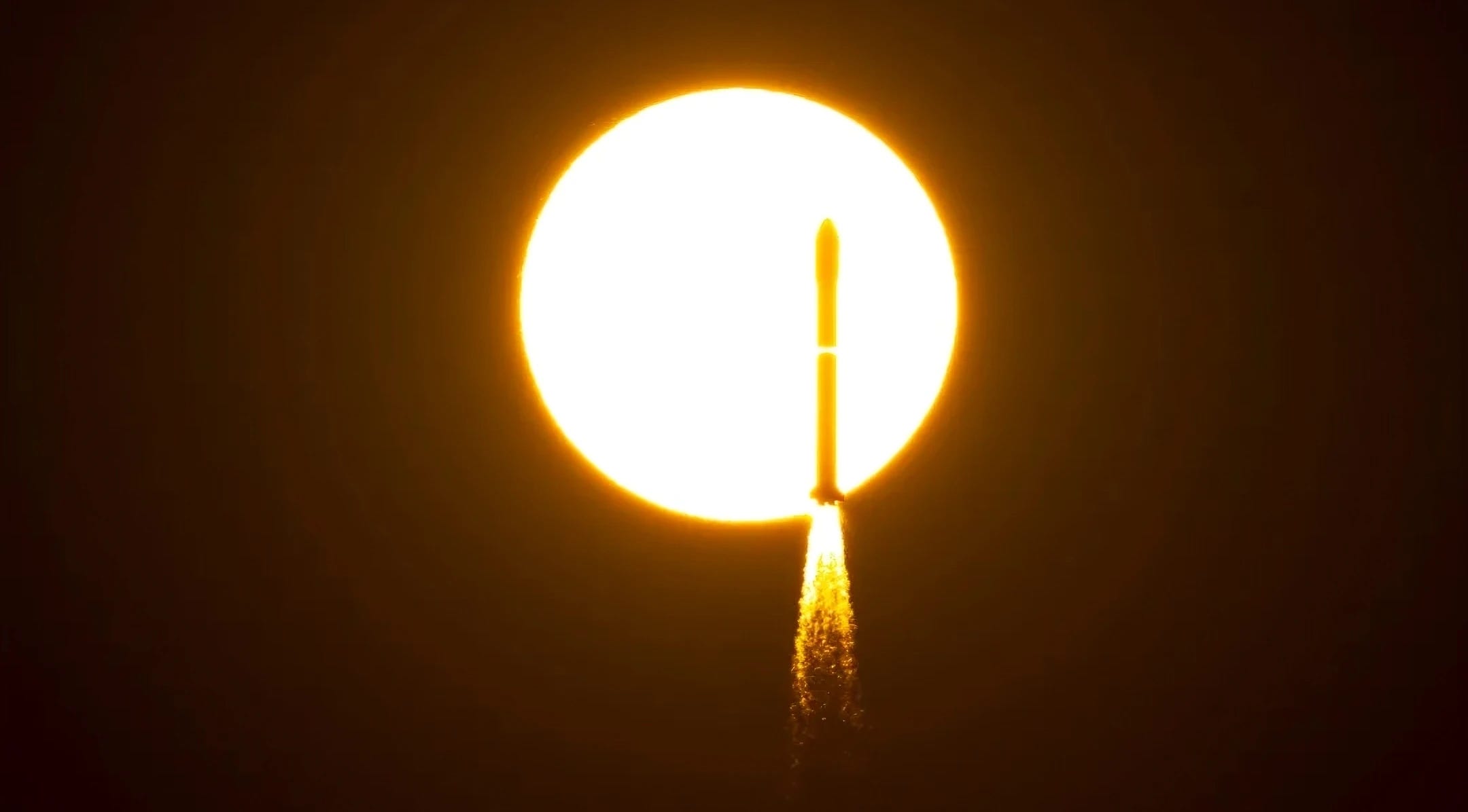 The Long March 2D Y92 vehicle flies in front of the sun during first-stage flight on October 13th 2025.