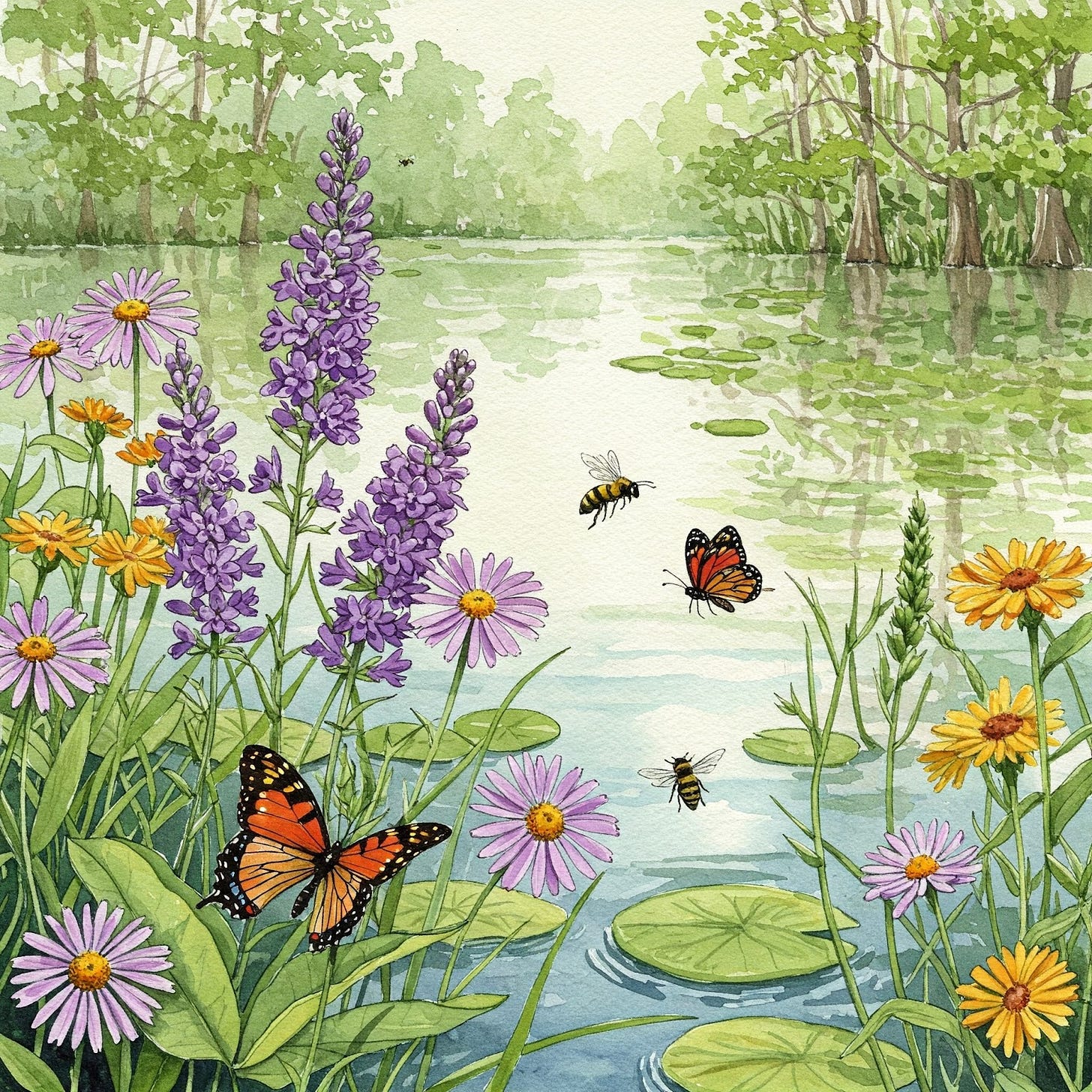 Image spring native wildflowers in bloom in Louisiana bayou. Image spring native wildflowers in bloom in Louisiana bayou.