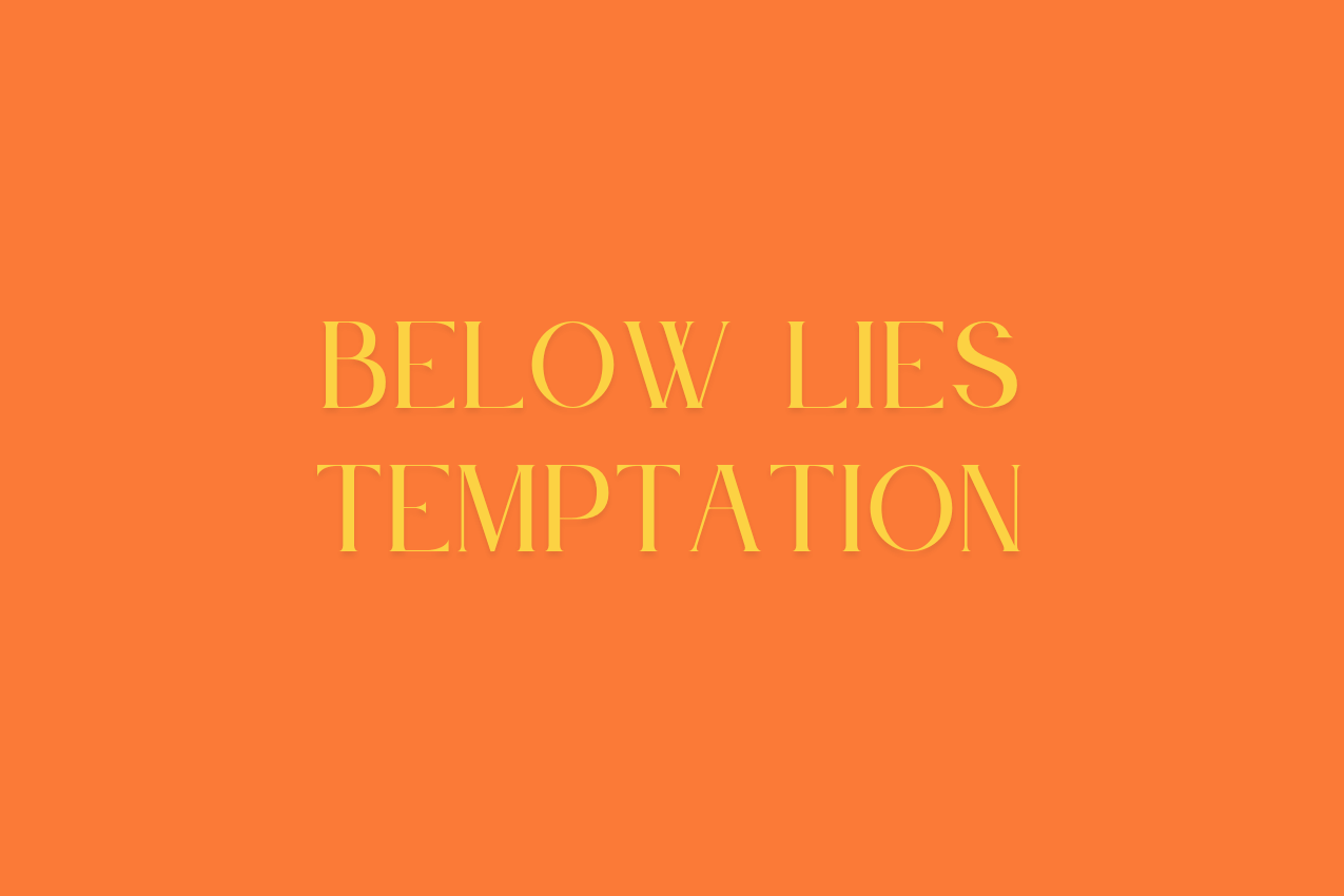 Text image reading "Below Lies Temptation," marking optional hints for the puzzle.