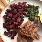 Beef with Roasted Beetroot, Spinach & Avocado
