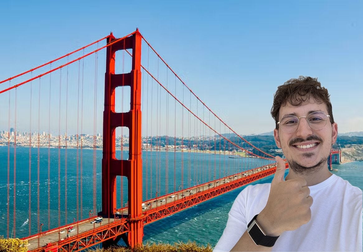 A clearly photoshopped picture of myself with the Golden Bridge behind me.