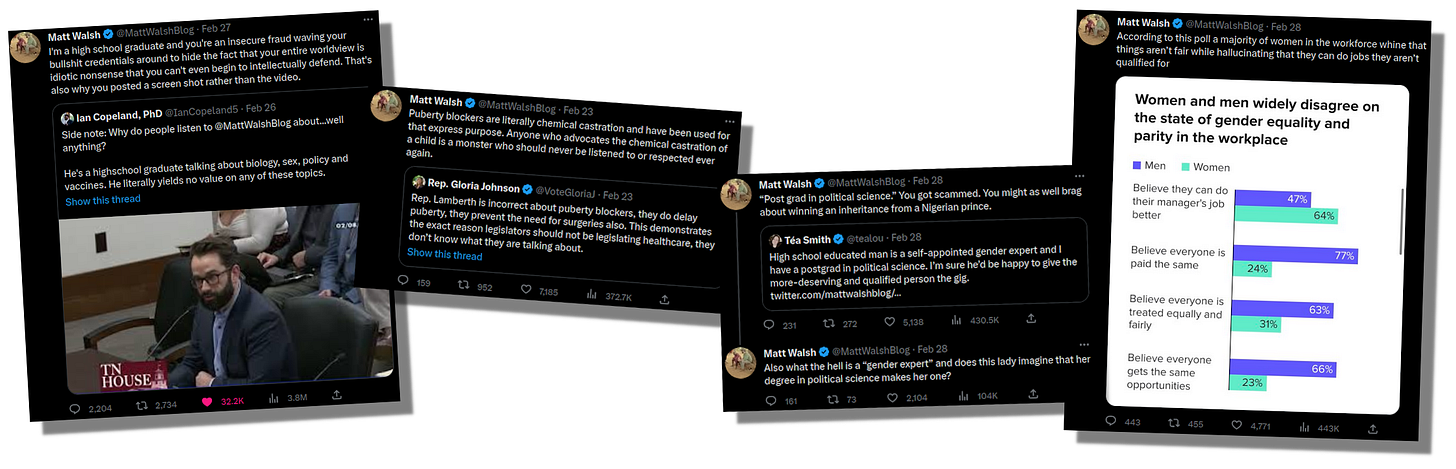 Screen shots of Matt's tweets.