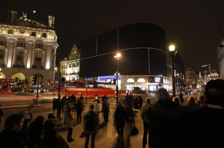 Piccadilly Circus with the famous light screens switched off