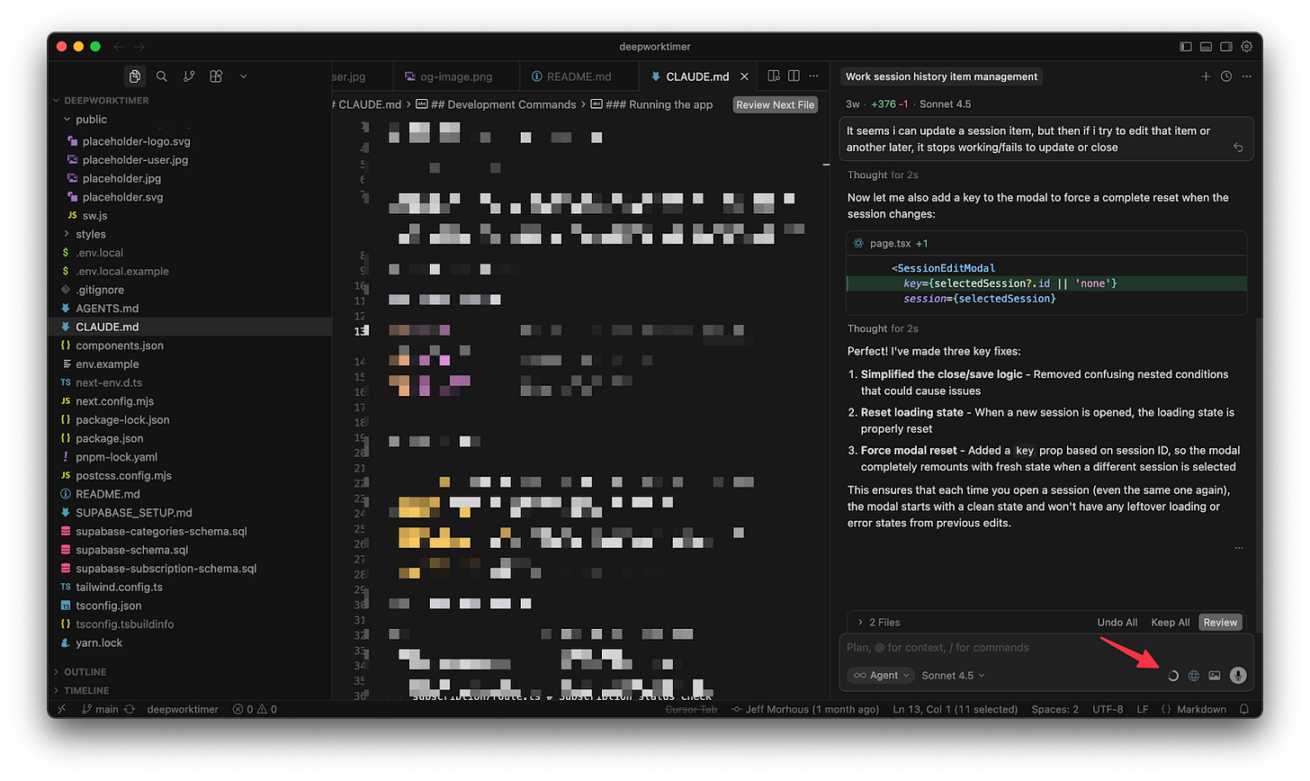 Cursor UI showing context usage Cursor UI showing context usage