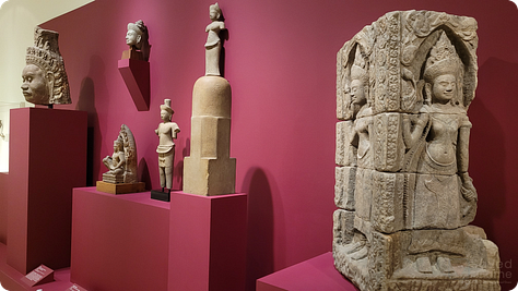 Various sculptures from a section on Hindu art