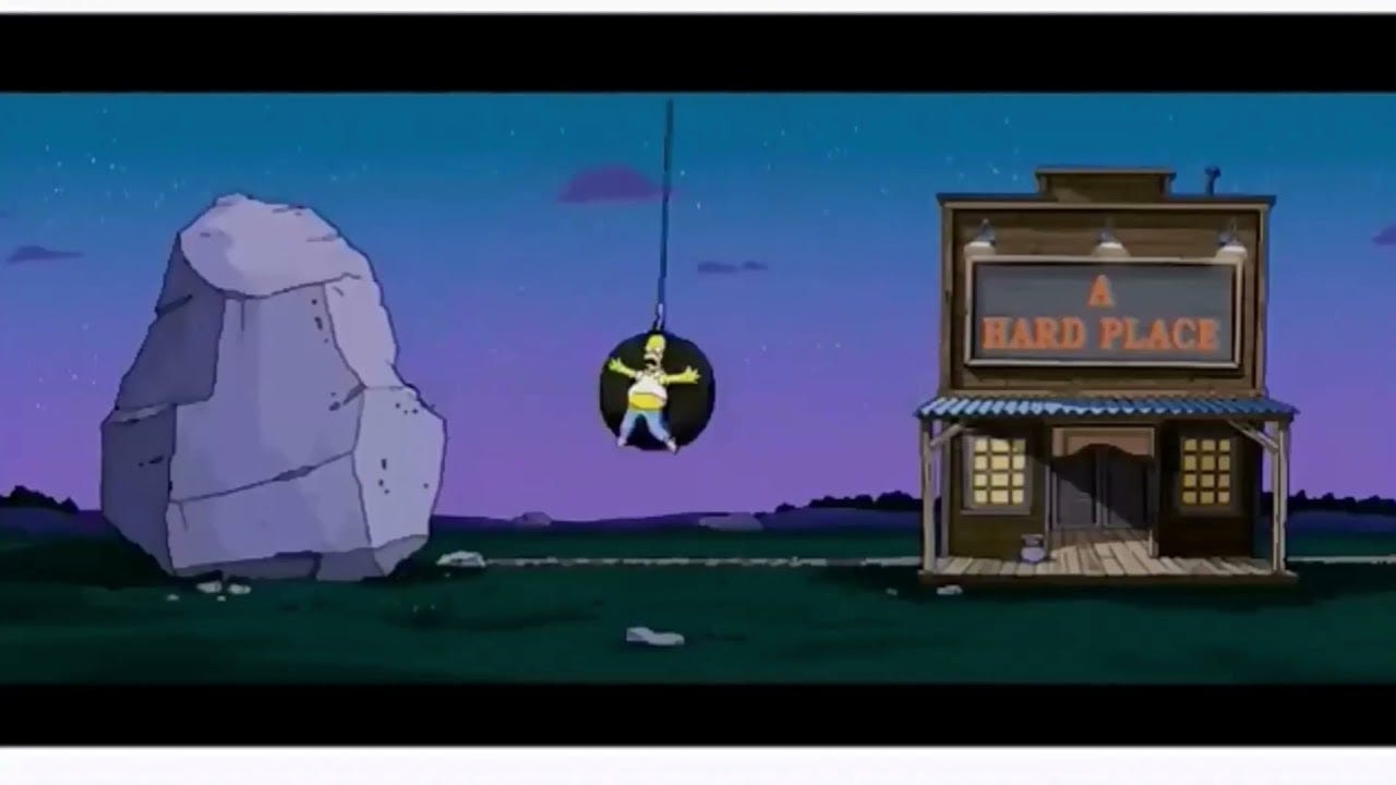 Homer Simpson Stuck Between a Rock and a Hard Place for 10 Minutes - YouTube