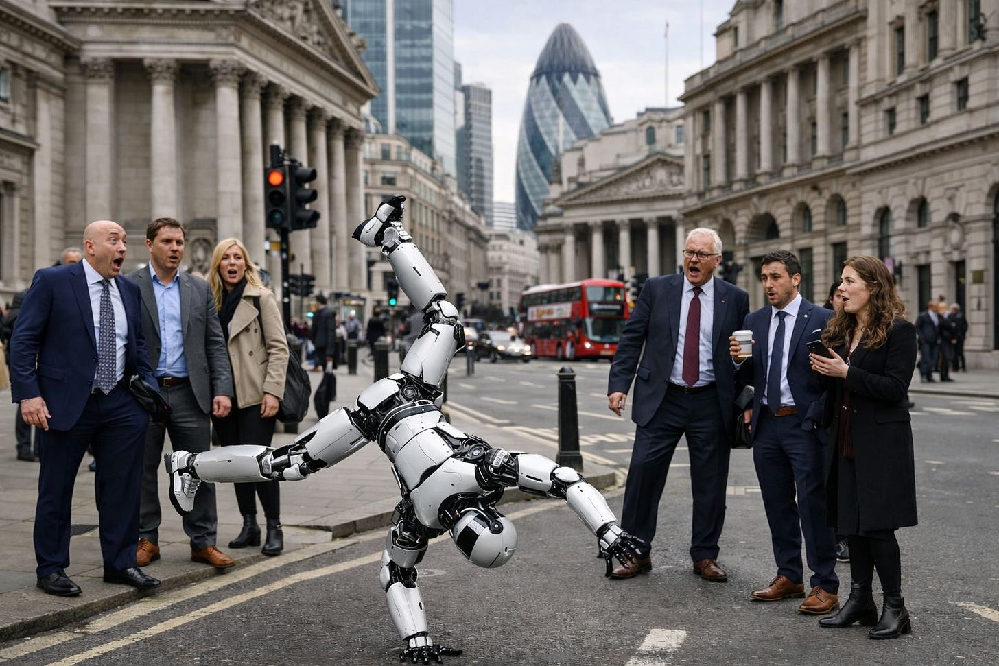 Robot Cartwheeling in the City of London Robot Cartwheeling in the City of London