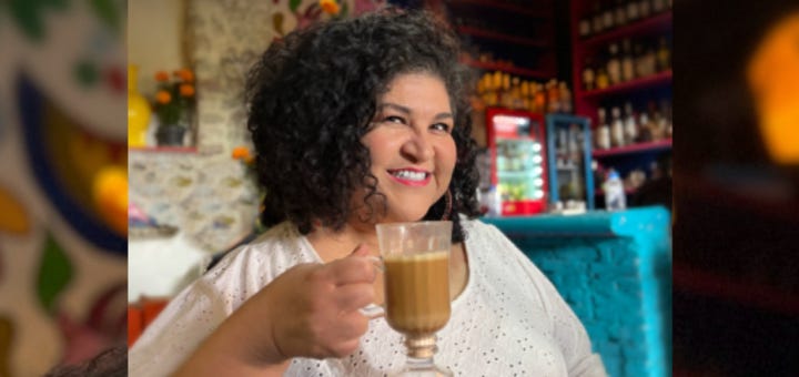 Kathy Cano-Murillo sips a coffee