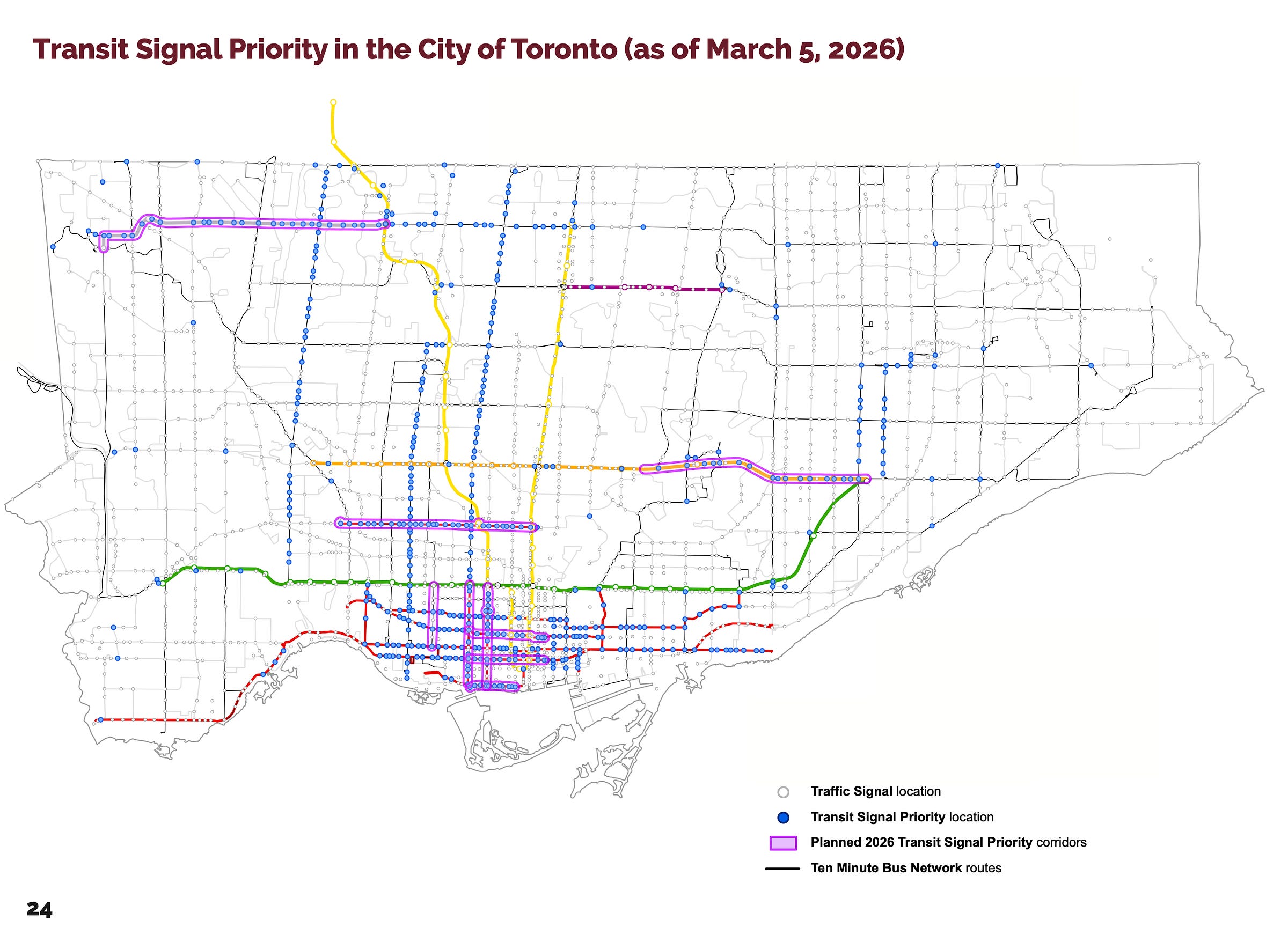 A map showing planned installations of transit signal priority in 2026. A map showing planned installations of transit signal priority in 2026.