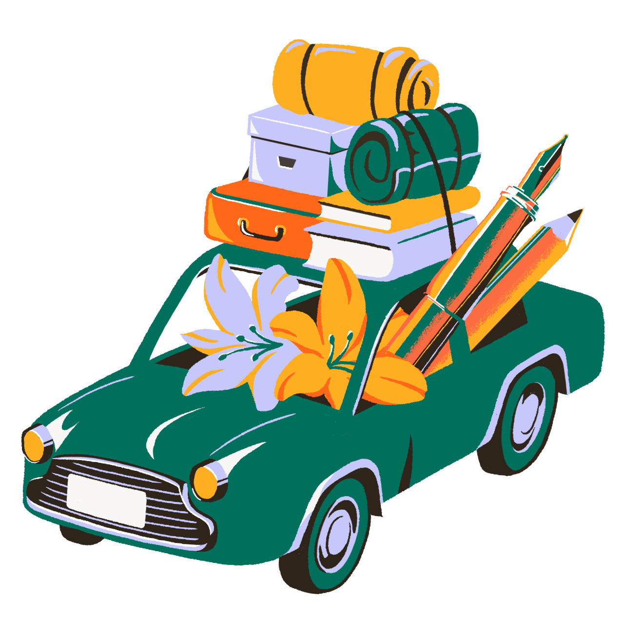 Illustration of a moving truck packed with belongings