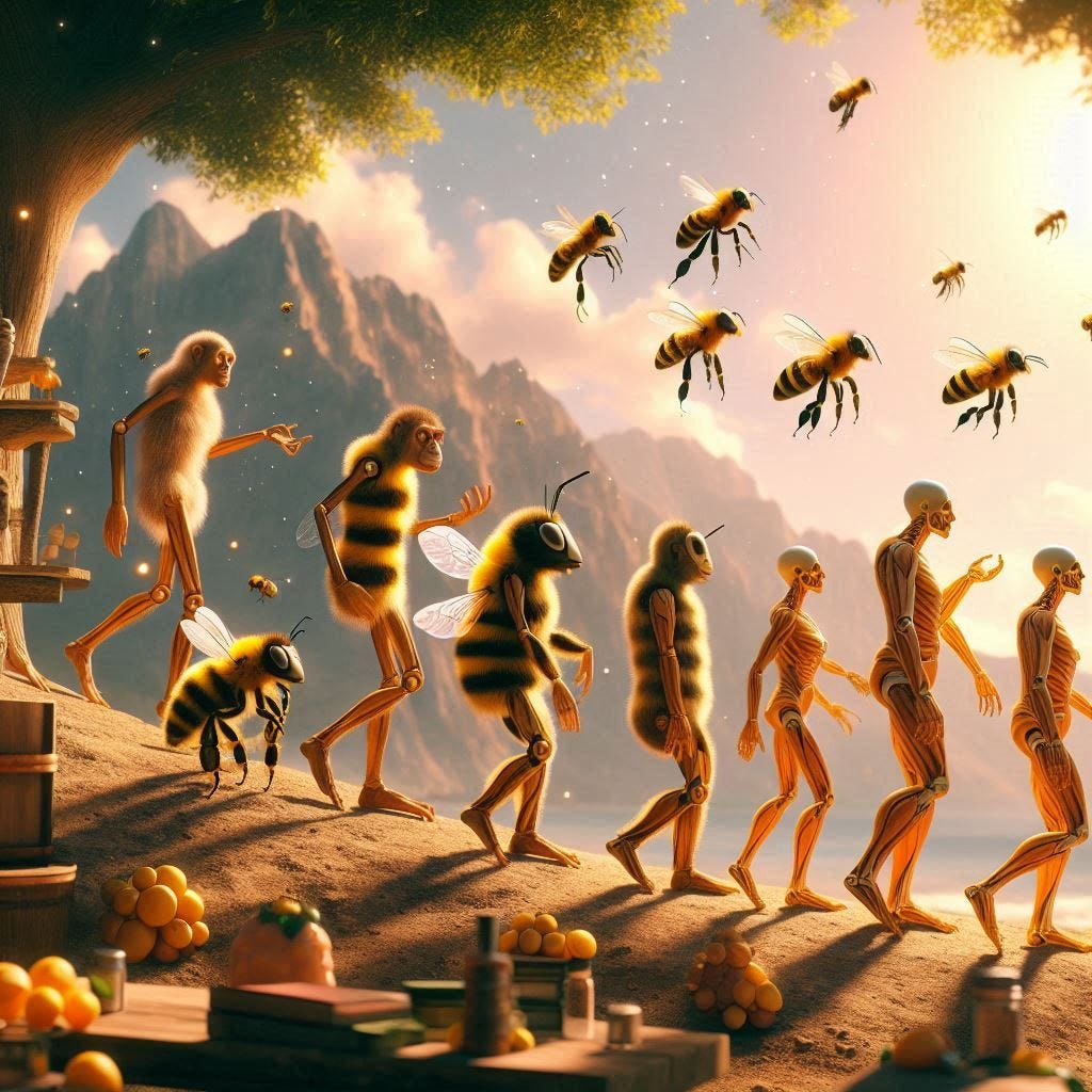 humans evolved as bees in the style of bee movie humans evolved as bees in the style of bee movie