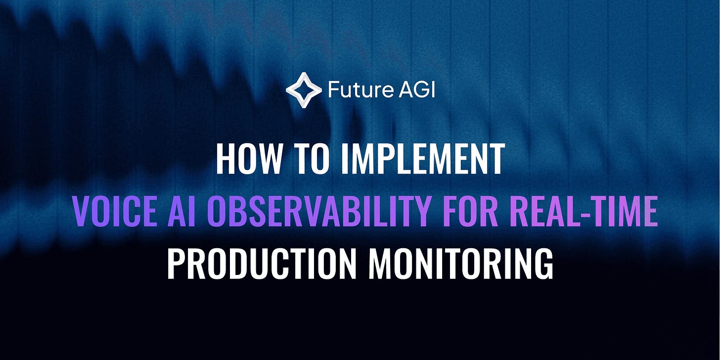 Voice AI observability production monitoring real-time latency metrics dashboard Future AGI