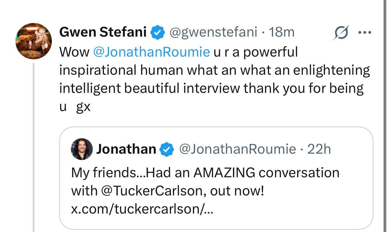 tucker carlson post : r/gwenstefani