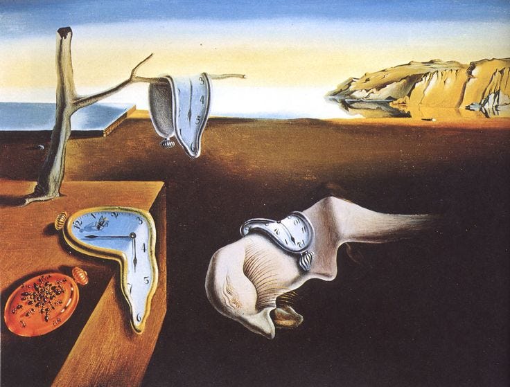 This may contain: a painting with an image of a clock and other items This may contain: a painting with an image of a clock and other items