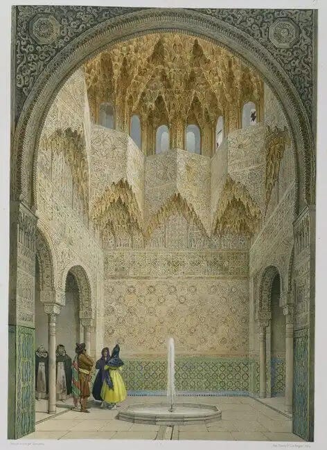 Pintura de una sala principal de La Alhambra
