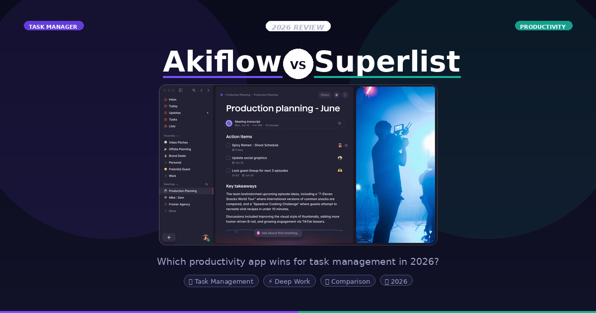 Akiflow vs Superlist 2026