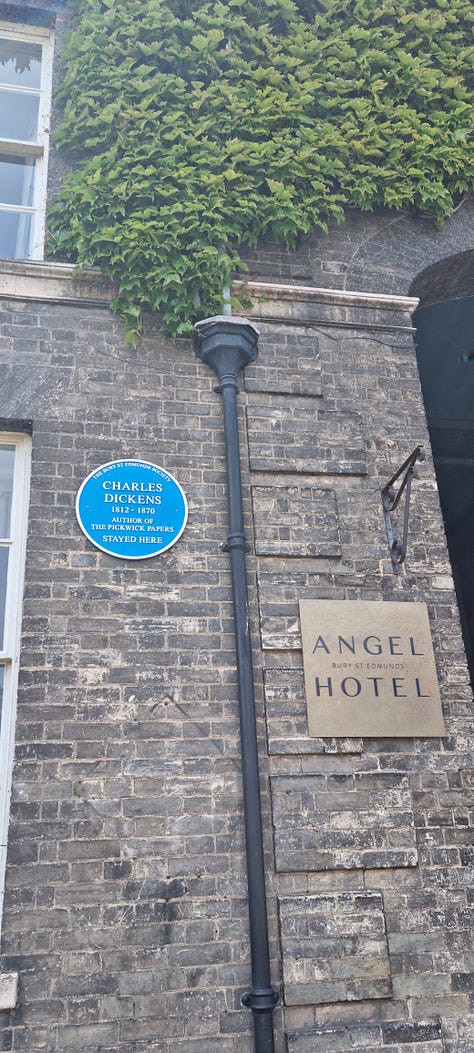 Pictures of Bury St Edmunds including the cathedral, abbey ruins and Angel Hotel