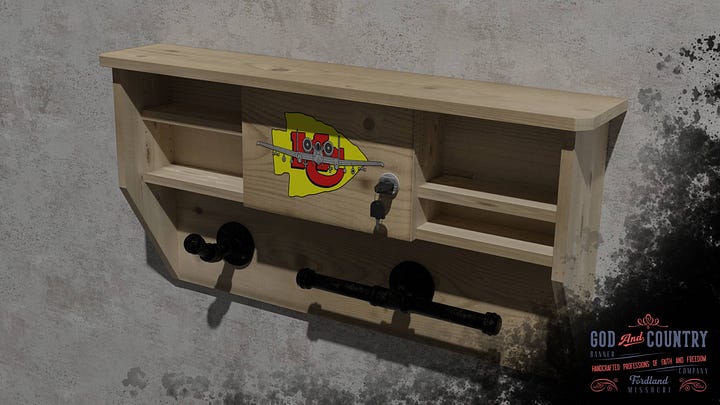 Creation of product design and visualization for upcoming Gear Rack product for God and Country Banner Company.
