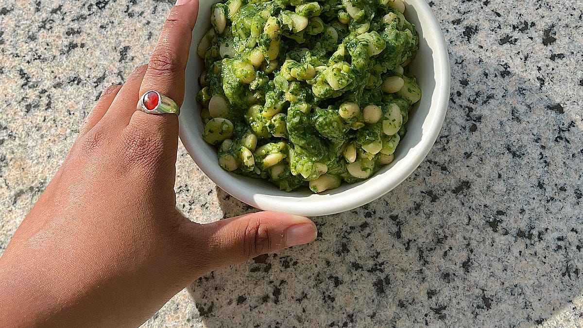 smashed green beans with lemony sumac dressing + Preserved Lemon Gremolata White OCCASIONWEAR