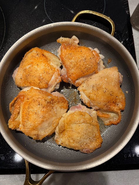 Step-by-step photos for making creamy lemon Boursin chicken and orzo