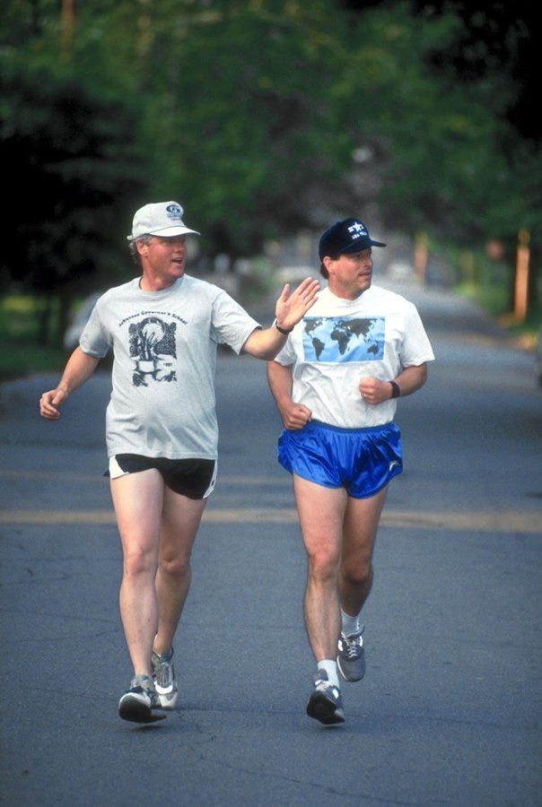 Bill Clinton and Al Gore running.