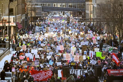 Thousands march through downtown Minneapolis protesting against ICE as state workers hold general strike — The Indian Panorama Thousands march through downtown Minneapolis protesting against ICE as state workers hold general strike — The Indian Panorama