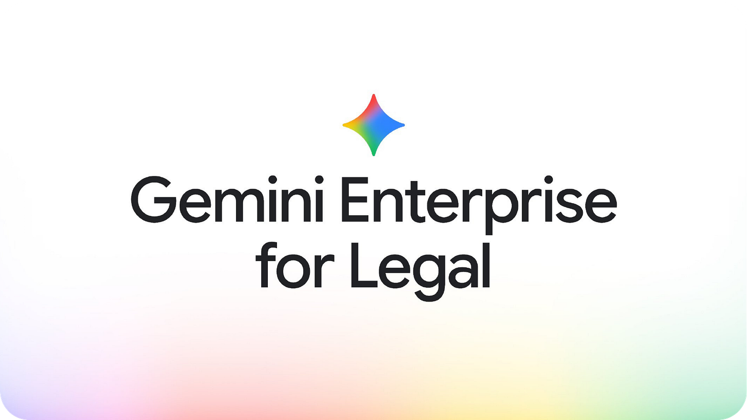 Logotipo de Gemini Enterprise for Legal sobre fondo degradado