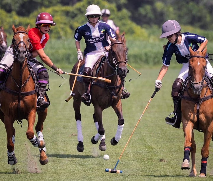 Photos of horses and riders playing polo at Saratoga Polo School. (Photos by Jay Austin)
