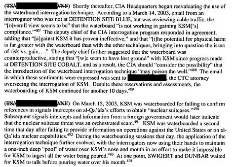 The CIA Waterboards KSM at Least 183 Times; KSM's Reporting Includes Significant Fabricated Information (CIA Detention & Interrogation Program Senate Select Committee On Intelligence)