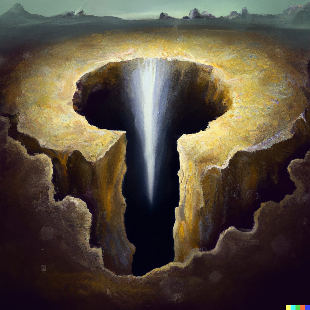 surrealist painting of a giant hole digital art via Dall-E